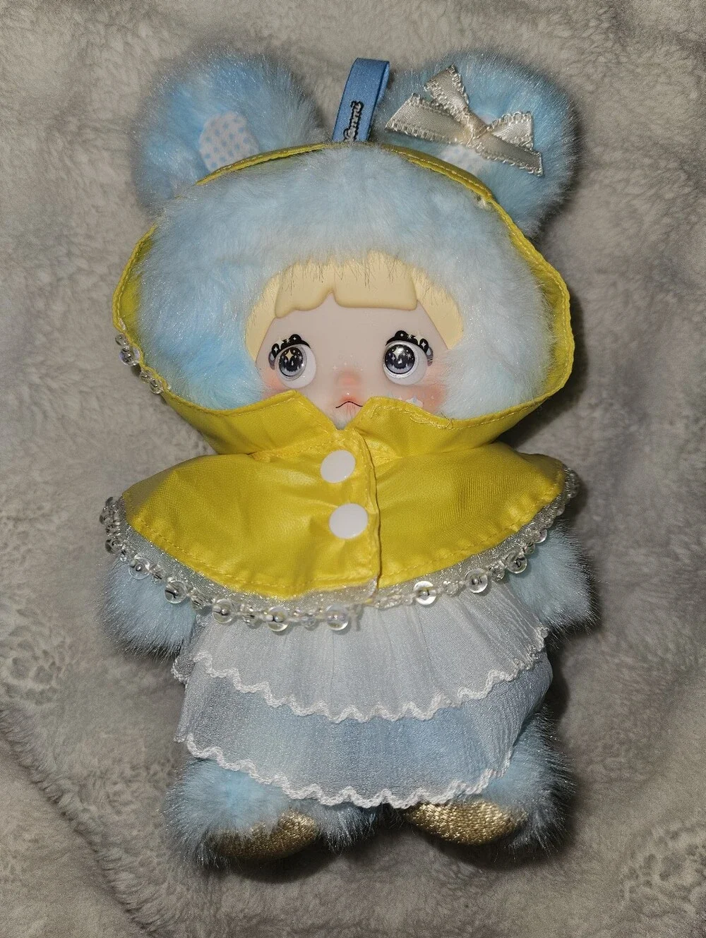 NOMMI Weather Forecast Drizzle Blue Yellow Raincoat 3 Eye Option Soft Plush Doll